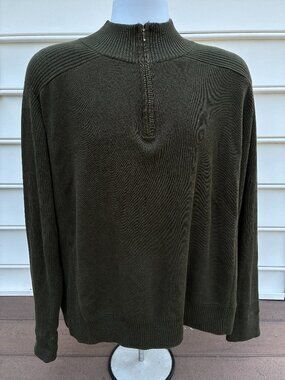 Levi's Olive Green Pull Over 3/4 Zipper Mock Neck Sweater Shirt Men's M